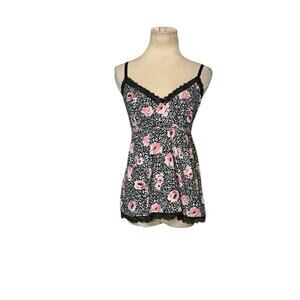 Marilyn Monroe intimates black pink floral sleep cami size Medium
